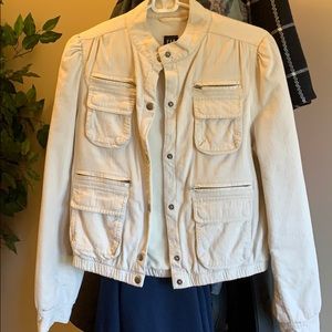 White/creamed bomber jacket.